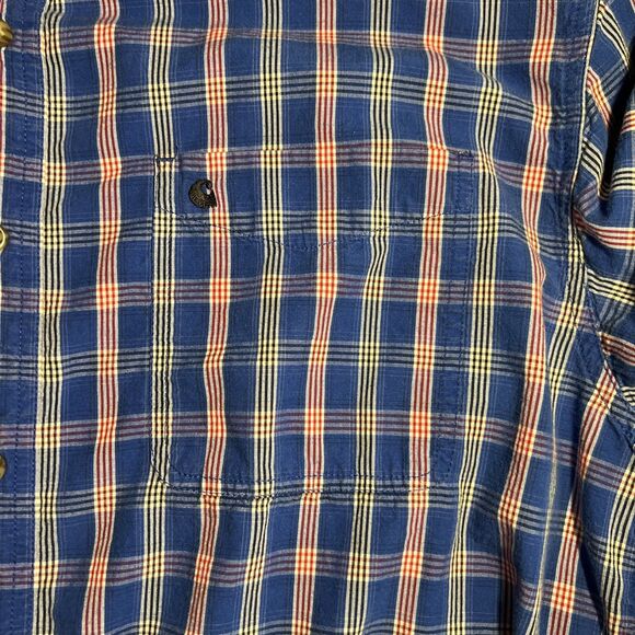 Carhartt Mens Blue Plaid Button-Up Size XL  RN 14806 - Picture 4 of 6